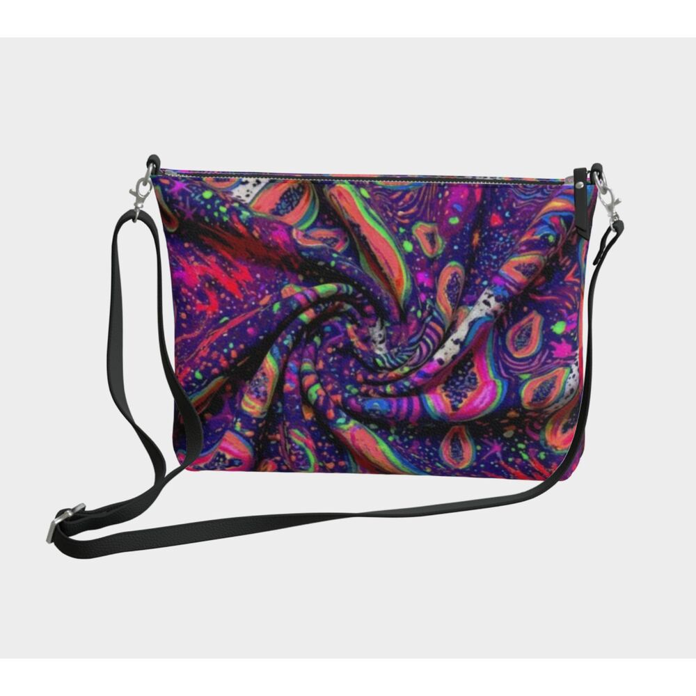 Papaya Flesh Abstract Vegan Leather Crossbody Purse